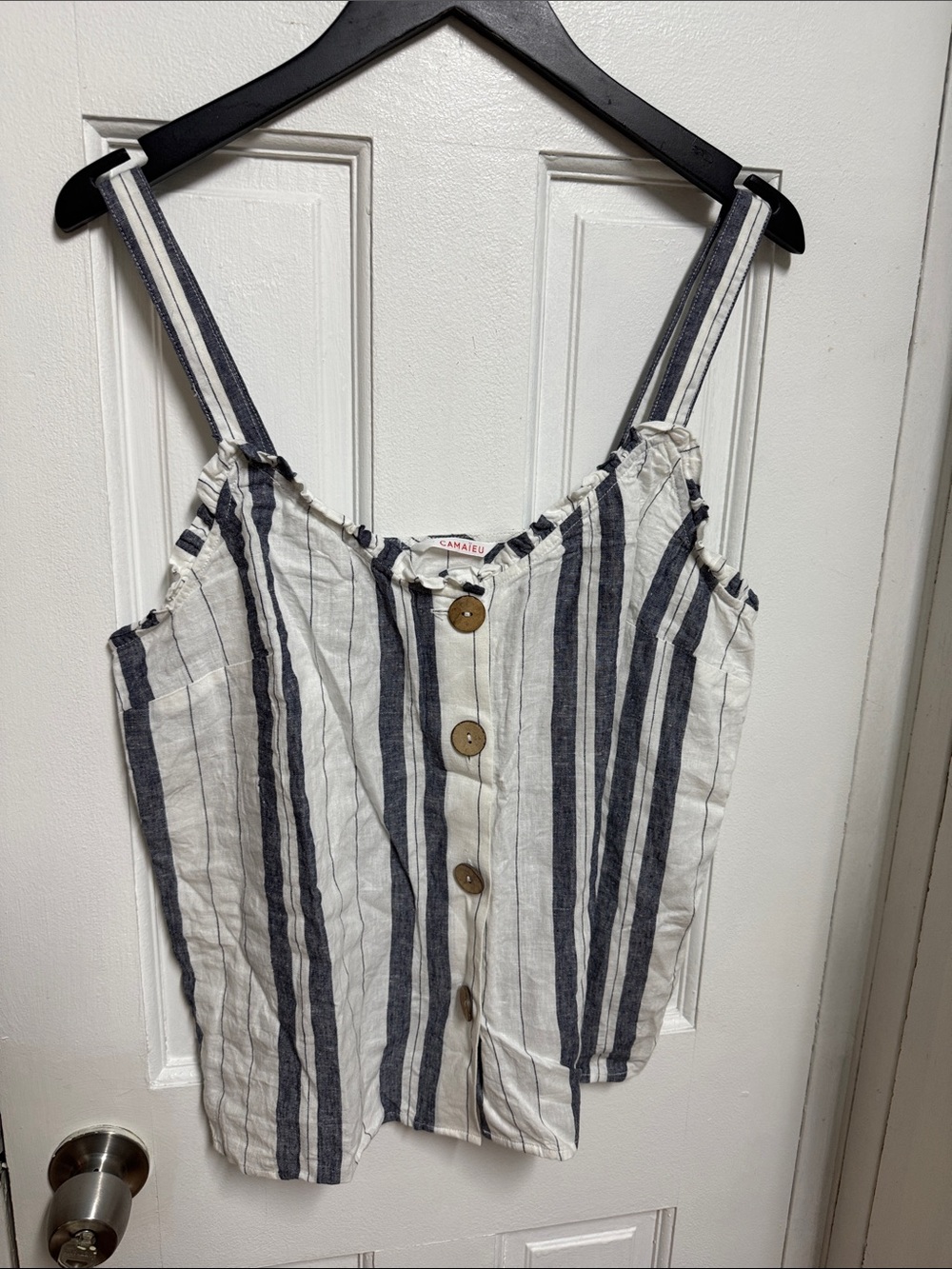 Parisian top White Tank Top with Navy Vertical Stripes medium